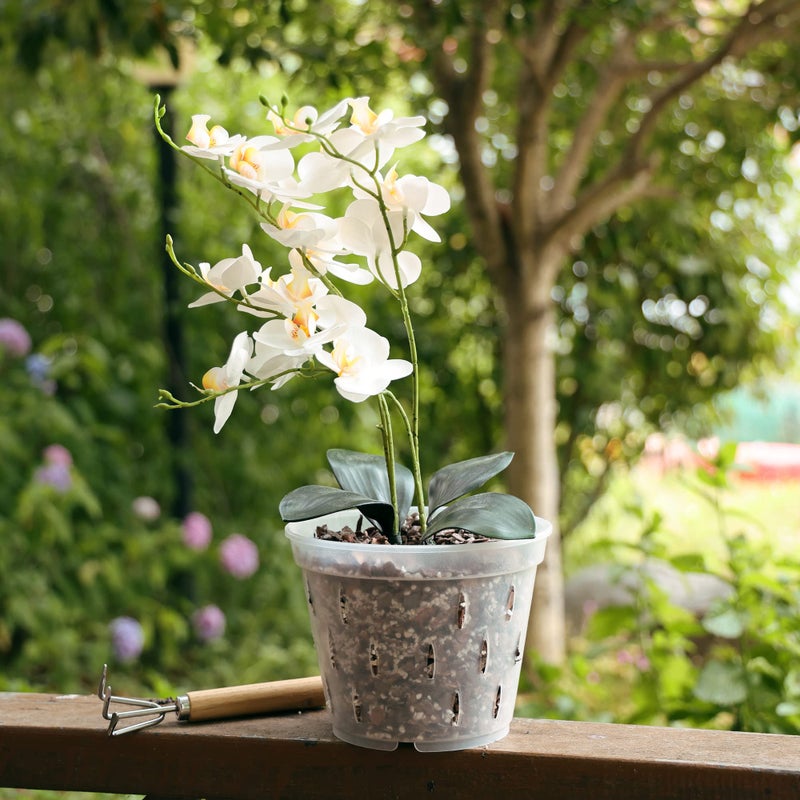 YIKUSH Orchid Pots with Holes 7 inch 5 Pack Clear Orchid Pot Plastic Plant Pot Flower Pots Outdoor and Indoor Use - Image 4